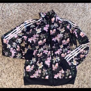 Adidas original trefoil zip track jacket floral flowers medium